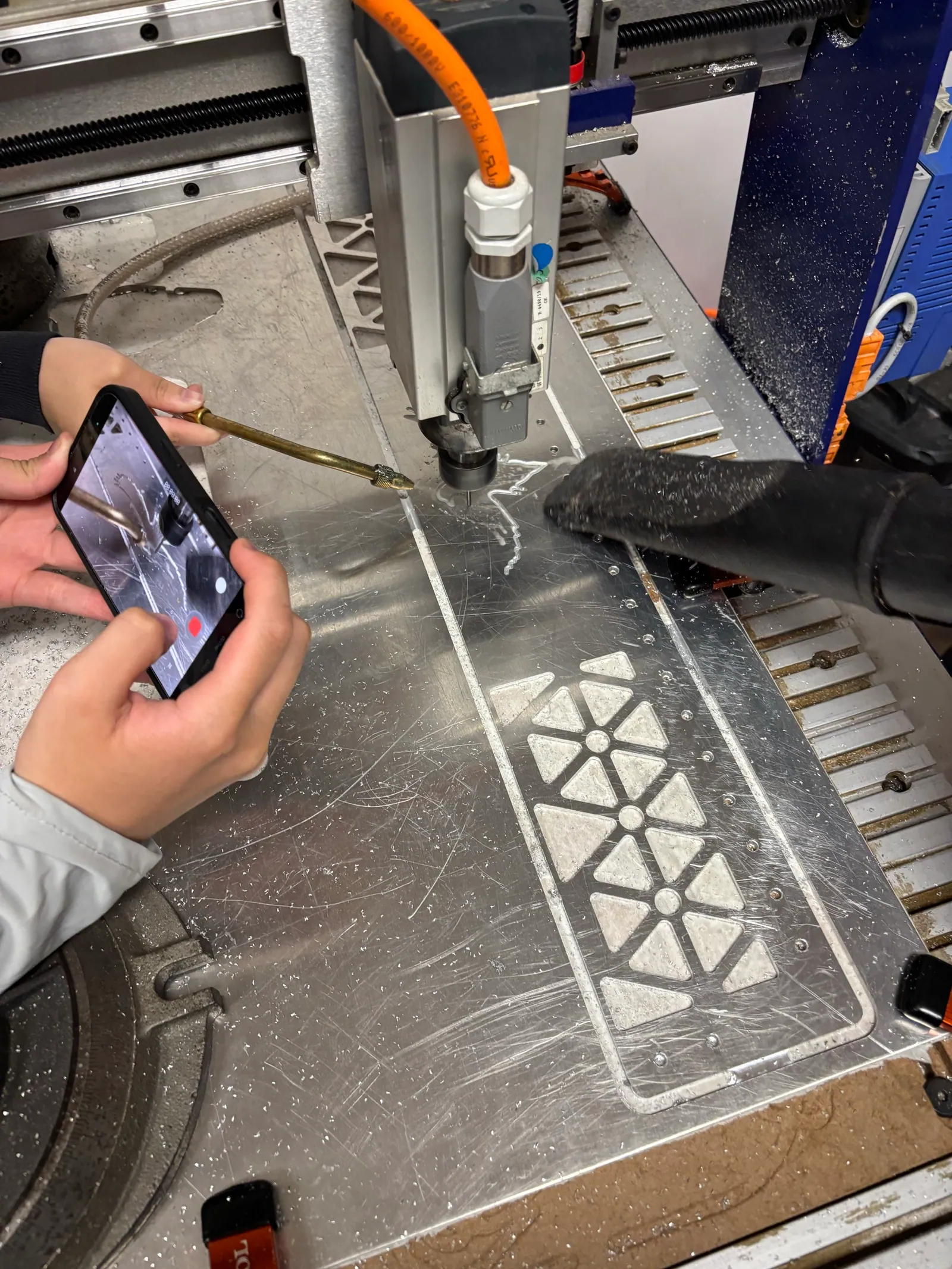 CNCing the 1/8-inch aluminum backplate