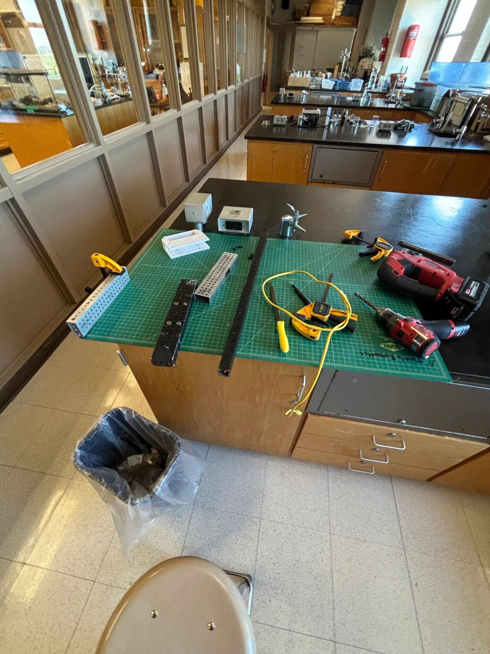 The lab bench mid-cut