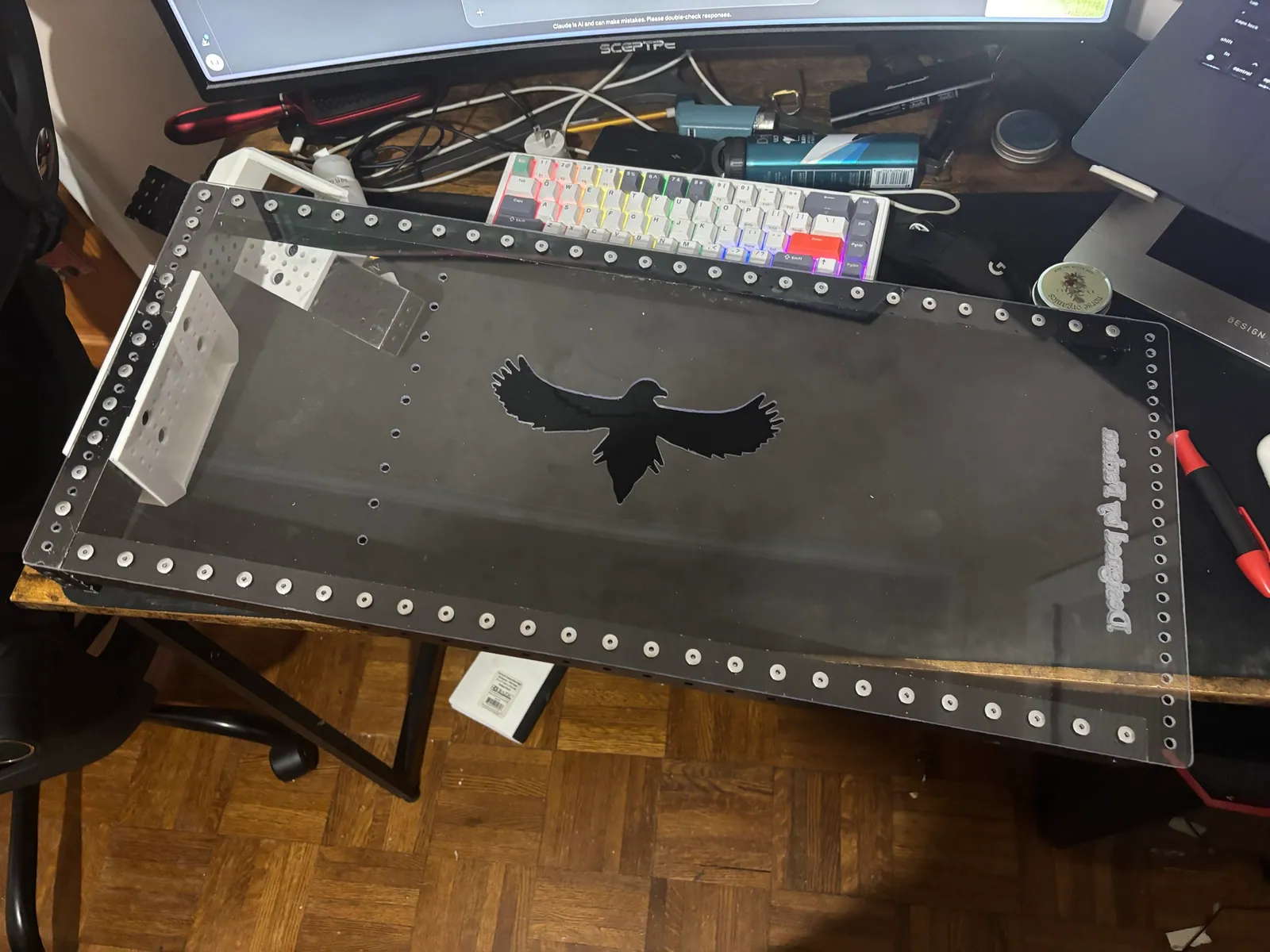 Riveting the frame onto the Lexan plate at home